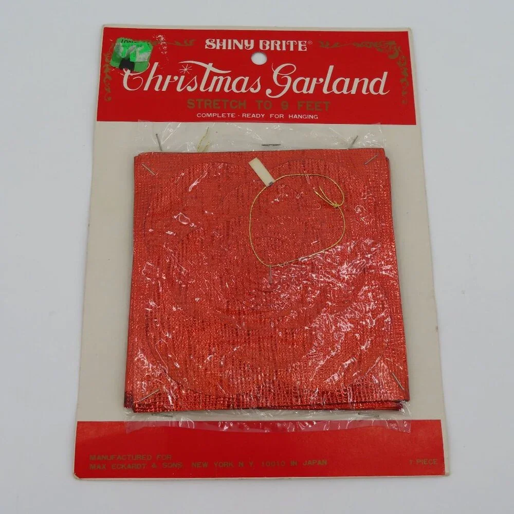 VTG Shiny Brite Christmas Garland Red Foil 9 Feet Made in Japan Retro NEW Xmas